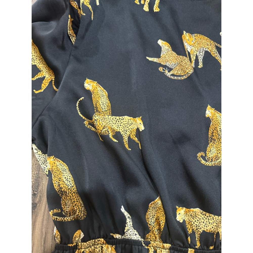 Jodifl Cheetah Black Satin Romper Medium - Picture 3 of 5